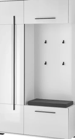 Home affaire Kompaktgarderobe »Cantara Flurgarderobe, modern, 2 Farben, 111 cm breit« 2 Stk. tlg. unterschiedliche Stauraummöglichkeiten, inkl. Sitzkissen