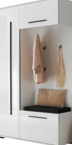 Home affaire Kompaktgarderobe »Cantara Flurgarderobe, modern, 2 Farben, 111 cm breit« 2 Stk. tlg. unterschiedliche Stauraummöglichkeiten, inkl. Sitzkissen