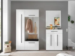 Home affaire Kompaktgarderobe »Cantara Flurgarderobe, modern, 2 Farben, 111 cm breit« 2 Stk. tlg. unterschiedliche Stauraummöglichkeiten, inkl. Sitzkissen