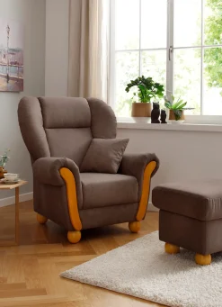 Home affaire Loungesessel »Milano Vintage, Hochlehnsessel, Ohrensessel, Breite 100cm« hoher Sitzkomfort mit hoher Rückenlehne, incl. Zierkissen