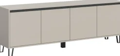 Home affaire Lowboard »BALTIC, Breite 184cm, grifflose Fronten, Metall-Füße,4 Türen, 4 Fächer« TV-Möbel, TV-Schrank, TV-Lowboard, Mediaboard