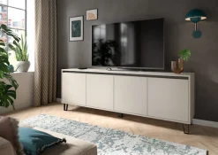 Home affaire Lowboard »BALTIC, Breite 184cm, grifflose Fronten, Metall-Füße,4 Türen, 4 Fächer« TV-Möbel, TV-Schrank, TV-Lowboard, Mediaboard