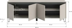 Home affaire Lowboard »BALTIC, Breite 184cm, grifflose Fronten, Metall-Füße,4 Türen, 4 Fächer« TV-Möbel, TV-Schrank, TV-Lowboard, Mediaboard