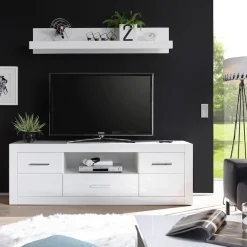 Home affaire Lowboard »Bianco, TV-Unterteil, moderne Kommode, TV-Schrank in Weiß Hochglanz« zeitlos, ausreichend Stauraum, vielseitig einsetzbar, 180 cm breit