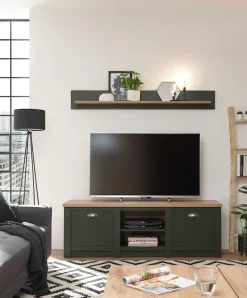 Home affaire Lowboard »Cambridge, moderner TV-Unterschrank, Kommode, TV-Schrank, Landhausstil« messingfarbene Metallgriffe, ausreichend Stauraum, 152 cm breit