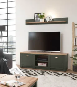 Home affaire Lowboard »Cambridge, moderner TV-Unterschrank, Kommode, TV-Schrank, Landhausstil« messingfarbene Metallgriffe, ausreichend Stauraum, 152 cm breit