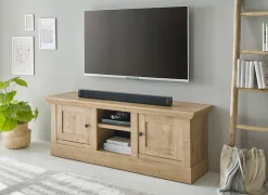 Home affaire Lowboard »Cornwall, Unterschrank im Landhausstil, Kommode, Eiche Dekor« 1 Stk. tlg. verschnörkelte Metallgriffe, offene Fächer und Türen, 152 cm breit