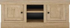 Home affaire Lowboard »Cornwall, Unterschrank im Landhausstil, Kommode, Eiche Dekor« 1 Stk. tlg. verschnörkelte Metallgriffe, offene Fächer und Türen, 152 cm breit
