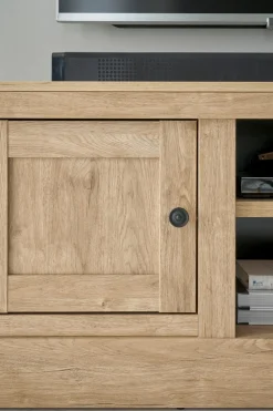 Home affaire Lowboard »Cornwall, Unterschrank im Landhausstil, Kommode, Eiche Dekor« 1 Stk. tlg. verschnörkelte Metallgriffe, offene Fächer und Türen, 152 cm breit
