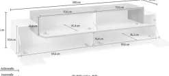 Home affaire Lowboard »Coro,Lowboard,TV-Kommode,TV-Möbel,TV-Bank« mit 3 Klappen davon 2 mit Push-to-Open Funktion Breite 200 cm