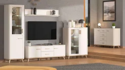 Home affaire Lowboard »Darwen TV-Board, TV-Kommode, TV-Schrank, TV-Unterschrank, TV-Möbel« Abgerundete Kanten, matte Kaschmir-Oberflächen, mit 2 Schubladen