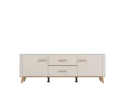 Home affaire Lowboard »Darwen TV-Board, TV-Kommode, TV-Schrank, TV-Unterschrank, TV-Möbel« Abgerundete Kanten, matte Kaschmir-Oberflächen, mit 2 Schubladen