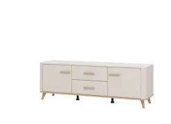 Home affaire Lowboard »Darwen TV-Board, TV-Kommode, TV-Schrank, TV-Unterschrank, TV-Möbel« Abgerundete Kanten, matte Kaschmir-Oberflächen, mit 2 Schubladen