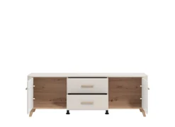 Home affaire Lowboard »Darwen TV-Board, TV-Kommode, TV-Schrank, TV-Unterschrank, TV-Möbel« Abgerundete Kanten, matte Kaschmir-Oberflächen, mit 2 Schubladen