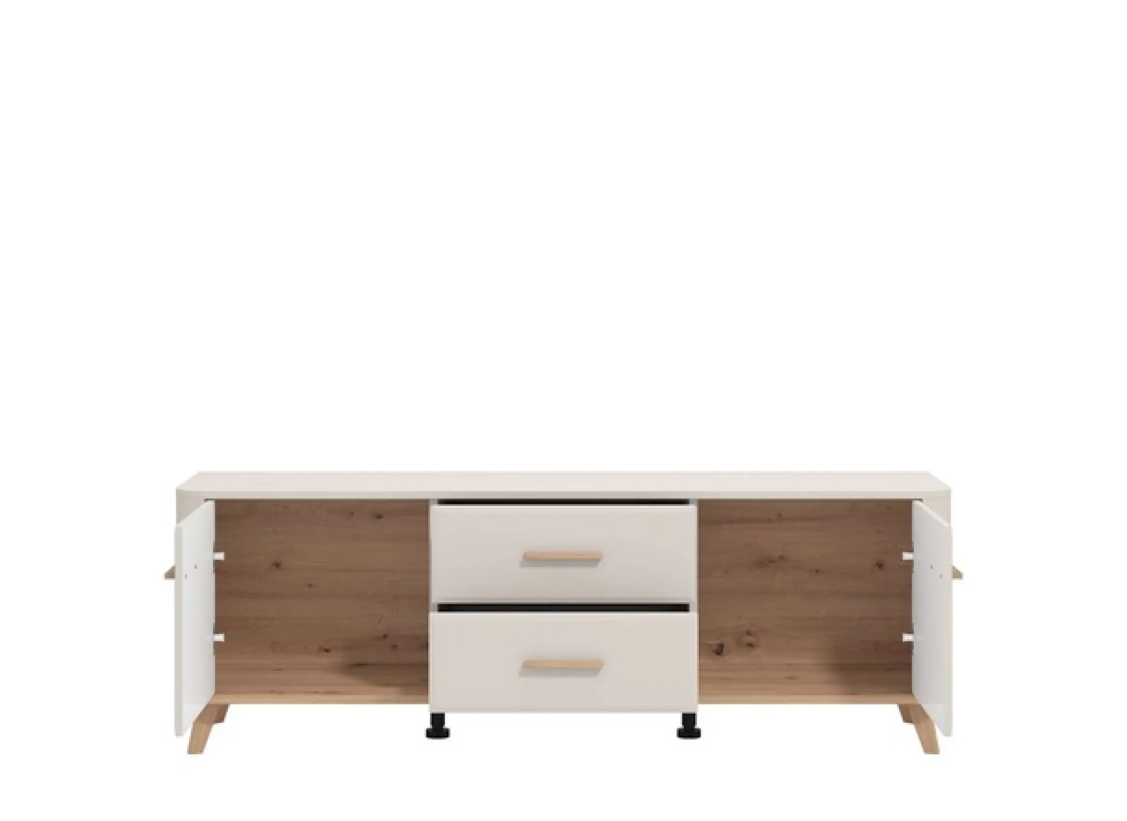 Home affaire Lowboard »Darwen TV-Board, TV-Kommode, TV-Schrank, TV-Unterschrank, TV-Möbel« Abgerundete Kanten, matte Kaschmir-Oberflächen, mit 2 Schubladen