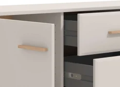 Home affaire Lowboard »Darwen TV-Board, TV-Kommode, TV-Schrank, TV-Unterschrank, TV-Möbel« Abgerundete Kanten, matte Kaschmir-Oberflächen, mit 2 Schubladen