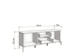 Home affaire Lowboard »Darwen TV-Board, TV-Kommode, TV-Schrank, TV-Unterschrank, TV-Möbel« Abgerundete Kanten, matte Kaschmir-Oberflächen, mit 2 Schubladen