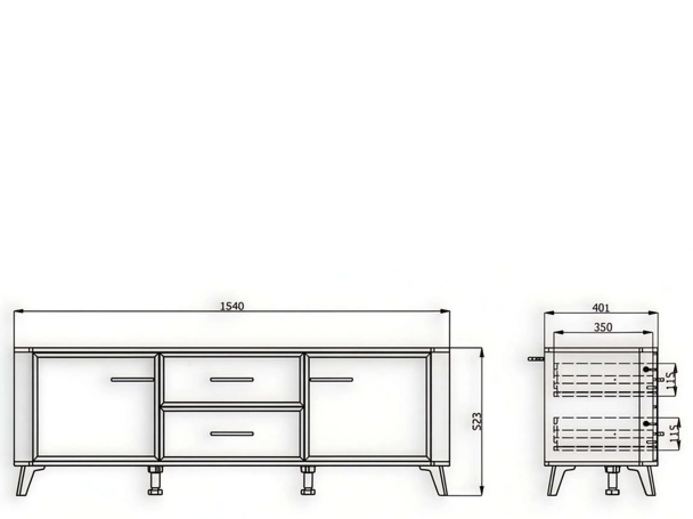 Home affaire Lowboard »Darwen TV-Board, TV-Kommode, TV-Schrank, TV-Unterschrank, TV-Möbel« Abgerundete Kanten, matte Kaschmir-Oberflächen, mit 2 Schubladen