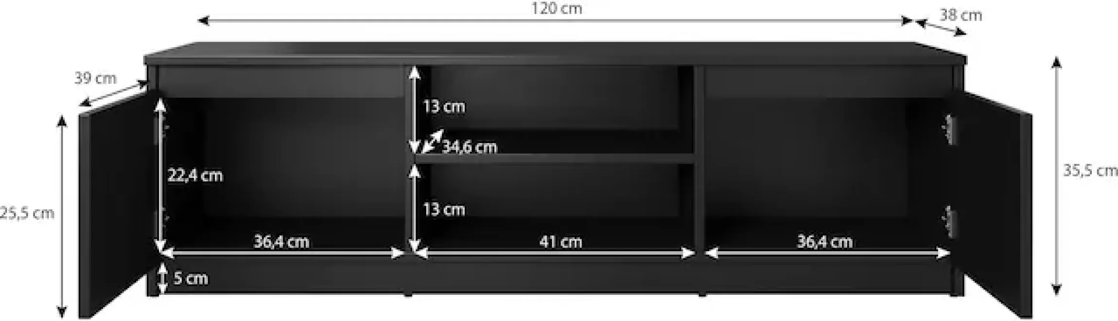 Home affaire Lowboard »DINGO« zeitloser TV-Schrank, TV-Board Breite 120 cm, grifflose Fernsehschrank