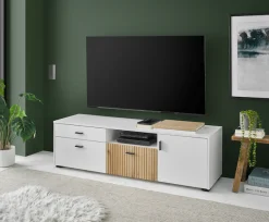 Home affaire Lowboard »Hudson« in moderner Trendfarbe, Griffe aus Metall (Schwarz), Breite 150 cm