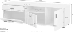 Home affaire Lowboard »Hudson« in moderner Trendfarbe, Griffe aus Metall (Schwarz), Breite 150 cm