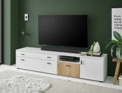 Home affaire Lowboard »Hudson« in moderner Trendfarbe, Griffe aus Metall (Schwarz), Breite 200 cm