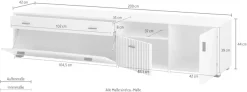 Home affaire Lowboard »Hudson« in moderner Trendfarbe, Griffe aus Metall (Schwarz), Breite 200 cm