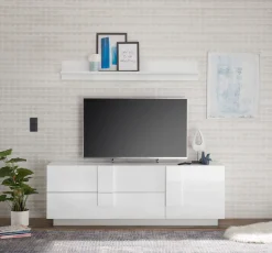 Home affaire Lowboard »Jupiter, Breite 181 cm, TV-Board 1 Tür - Soft Closing, 2 Schubkästen,« TV-Schrank, Medienkommode, moderne Griffblende, FSC®, viel Stauraum