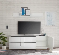 Home affaire Lowboard »Jupiter, Breite 181 cm, TV-Board 1 Tür - Soft Closing, 2 Schubkästen,« TV-Schrank, Medienkommode, moderne Griffblende, FSC®, viel Stauraum