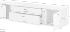 Home affaire Lowboard »LONG ISLAND« 1 Stk. tlg. in moderner Trendfarbe,inklusive senkrechter Beleuchtung,Breite 200 cm