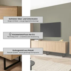 Home affaire Lowboard »Lund, moderner TV-Unterschrank, Kommode mit Kufengestell« optisch dünner Oberboden, hochwertige Optik, ausreichend Stauraum