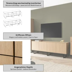 Home affaire Lowboard »Lund, moderner TV-Unterschrank, Kommode mit Kufengestell« optisch dünner Oberboden, hochwertige Optik, ausreichend Stauraum