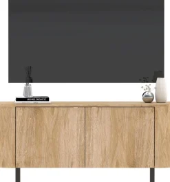 Home affaire Lowboard »Murano, 131 cm breit, 2 Türen, TV-Schrank, TV-Kommode, Medienboard« Formgebogenes MDF, Stirnseiten mit Rundung, Füße und Griffe aus Metall