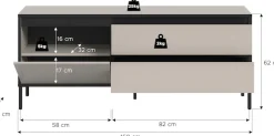 Home affaire Lowboard »NORT, Breite: 150cm, mit Metall Stabfuß, 1 Klappe, 2 Schubkästen« TV-Lowboard, Mediaschrank, Mediaboard, TV-Schrank, Schrank, Board