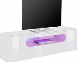 Home affaire Lowboard »Real,Lowboard,TV-Kommode,TV-Möbel,Breite 150 kompl. hochglanz lackiert« mit 2 abgerundeten Türen,1 Klappe,die ein ovales offenes Fach bilden