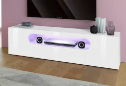 Home affaire Lowboard »Real,Lowboard,TV-Kommode,TV-Möbel,Breite 150 kompl. hochglanz lackiert« mit 2 abgerundeten Türen,1 Klappe,die ein ovales offenes Fach bilden