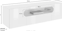 Home affaire Lowboard »Real,Lowboard,TV-Kommode,TV-Möbel,Breite 150 kompl. hochglanz lackiert« mit 2 abgerundeten Türen,1 Klappe,die ein ovales offenes Fach bilden