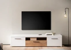 Home affaire Lowboard »Salerno, moderner Unterschrank, Kommode in Weiß mit Eiche Evoke Dekor« Metallgriffe, ausreichend Stauraum, vielseitig einsetzbar, 205cm breit