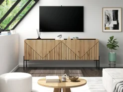 Home affaire Lowboard »SNETT, Breite: 155cm, mit Metall-Stabfüßen, 4 Türen, 2 Einlegeböden« TV-Lowboard, Mediaschrank, Mediaboard, TV-Schrank, Schrank, Board