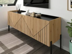 Home affaire Lowboard »SNETT, Breite: 155cm, mit Metall-Stabfüßen, 4 Türen, 2 Einlegeböden« TV-Lowboard, Mediaschrank, Mediaboard, TV-Schrank, Schrank, Board