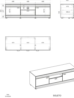 Home affaire Lowboard »Soleto, moderner TV-Schrank, Kommode, TV-Unterschrank« zeitlos, schwarze Griffe aus Metall, ausreichend Stauraum