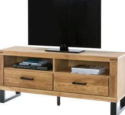 Home affaire Lowboard 1 Stk. tlg. Industriestil, Teilmassiv Eiche, schwarze Elemente, Modern