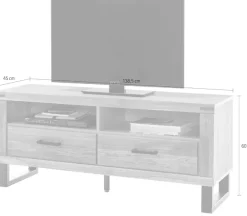 Home affaire Lowboard 1 Stk. tlg. Industriestil, Teilmassiv Eiche, schwarze Elemente, Modern