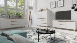 Home affaire Lowboard »Valentin« 160cm TV Board mit 2 Türen und 2 Schubkästen in modernem Skandi Design