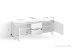 Home affaire Lowboard »Valentin« 160cm TV Board mit 2 Türen und 2 Schubkästen in modernem Skandi Design