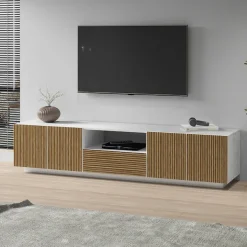 Home affaire Lowboard »Vega,Lowboard,TV Board,TV Schrank,220 cm« mit 4 Türen und 1 Schublade,Fronten mit Rillen-Optik