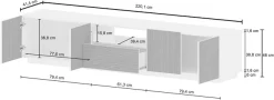 Home affaire Lowboard »Vega,Lowboard,TV Board,TV Schrank,220 cm« mit 4 Türen und 1 Schublade,Fronten mit Rillen-Optik