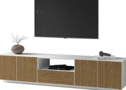 Home affaire Lowboard »Vega,Lowboard,TV Board,TV Schrank,220 cm« mit 4 Türen und 1 Schublade,Fronten mit Rillen-Optik