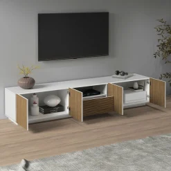 Home affaire Lowboard »Vega,Lowboard,TV Board,TV Schrank,220 cm« mit 4 Türen und 1 Schublade,Fronten mit Rillen-Optik