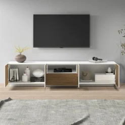 Home affaire Lowboard »Vega,Lowboard,TV Board,TV Schrank,220 cm« mit 4 Türen und 1 Schublade,Fronten mit Rillen-Optik